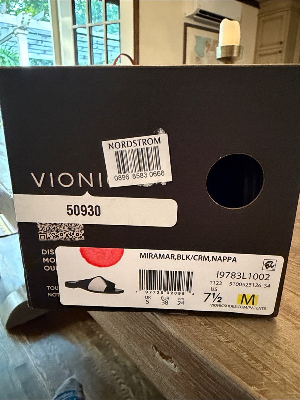 Vionic Miramar Black and Cream Slide Sandals - Picture 2 of 6